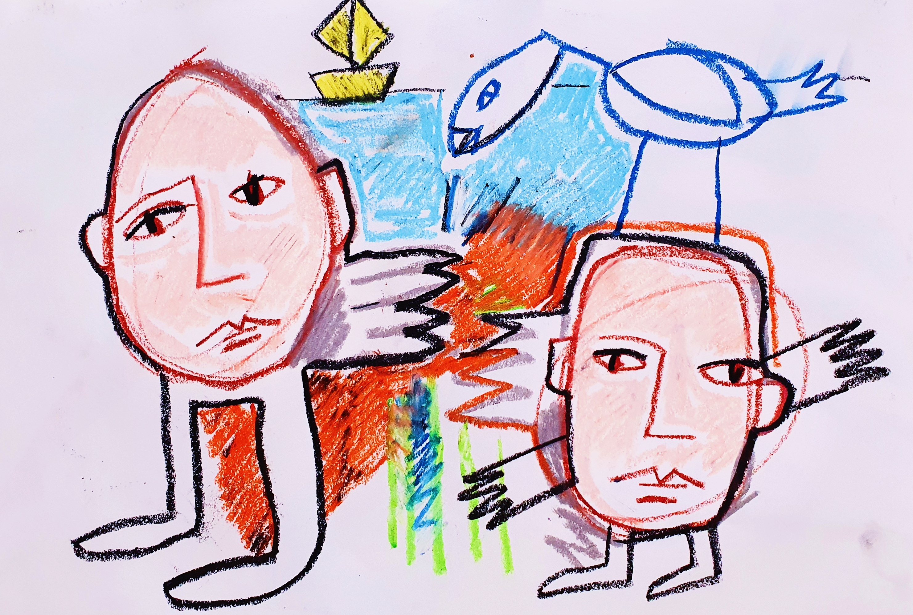 What we do at the Seaside, Oil Pastel on Paper 2020 (Sold)