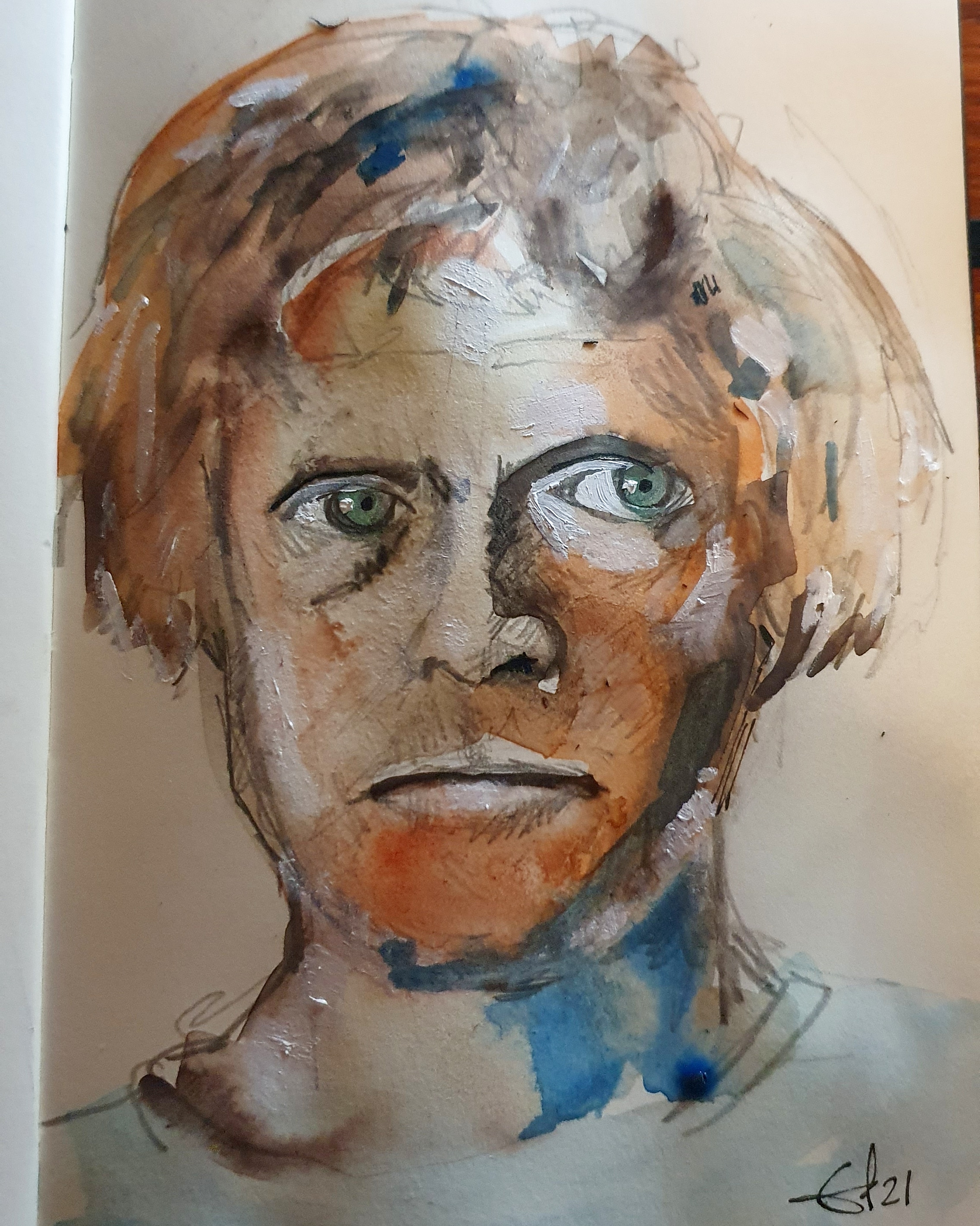 Grayson Perry, pencil, watercolour and ink (sketchbook piece)