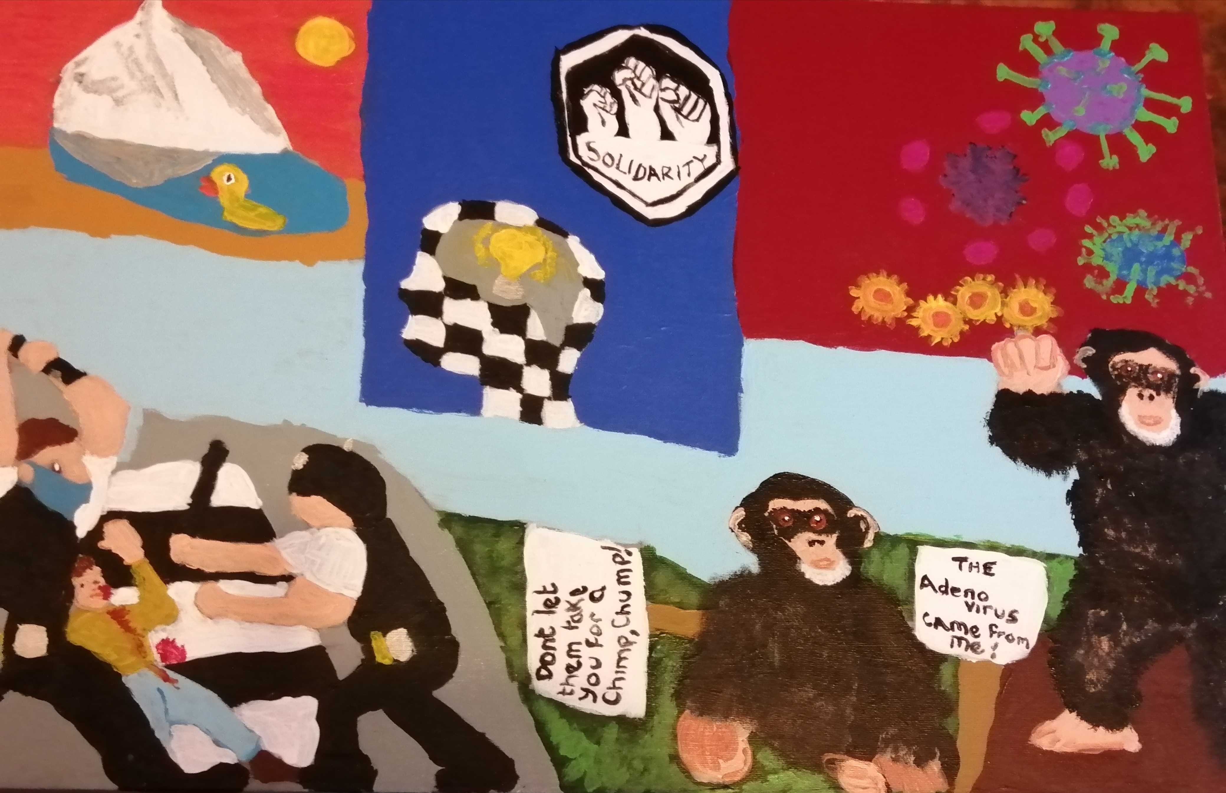 "Word on the Streets" (2021) acrylic paint on canvas 18 inches x 13 inches - entered into a virtual exhibition by CRASSH under the theme "Global Conversations" don't know yet if accepted until a couple of weeks time