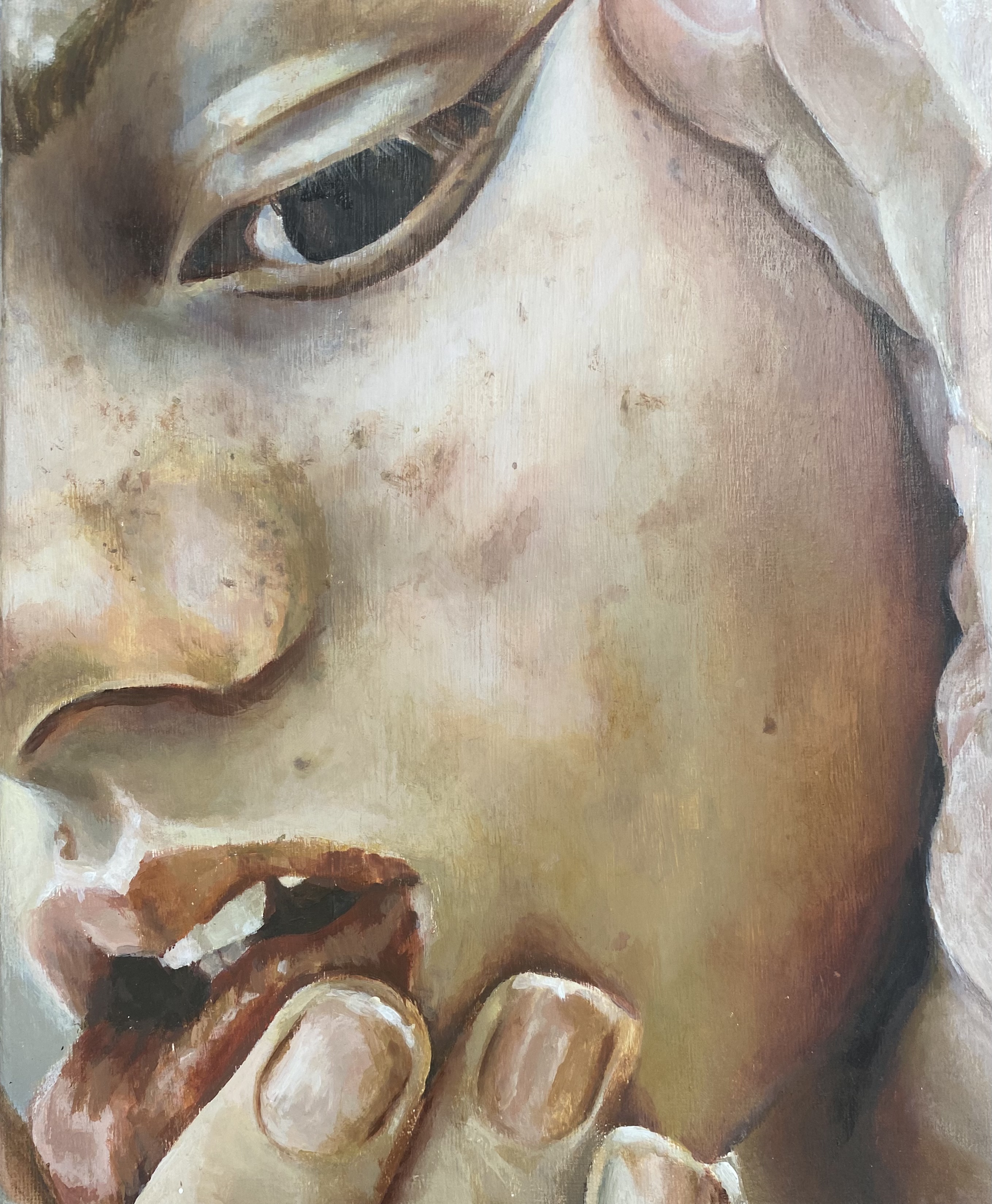 Acrylic painting on canvas - self portrait as part of ‘insecurities’ project