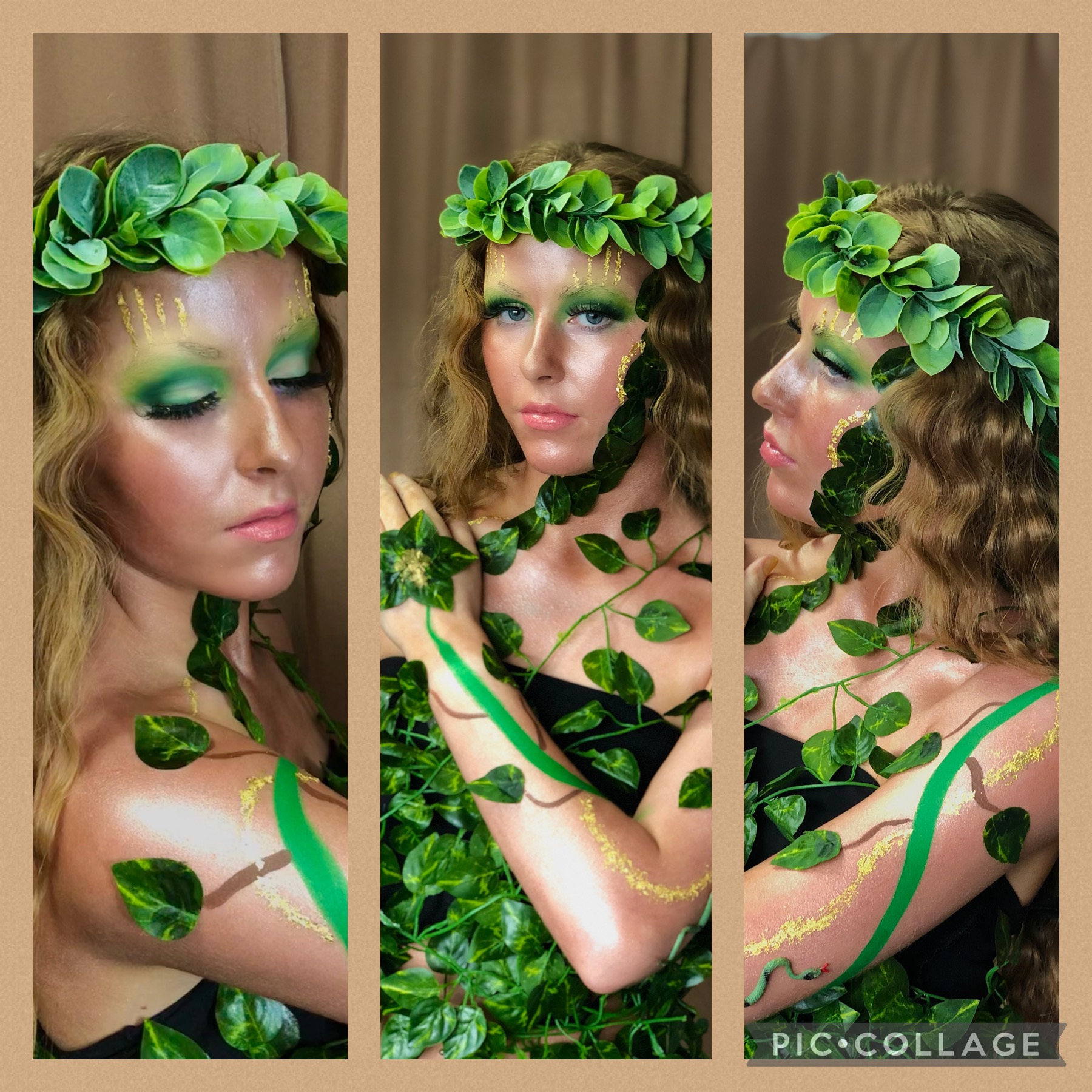 Full body creative makeup task created during Level 2 Media Makeup.