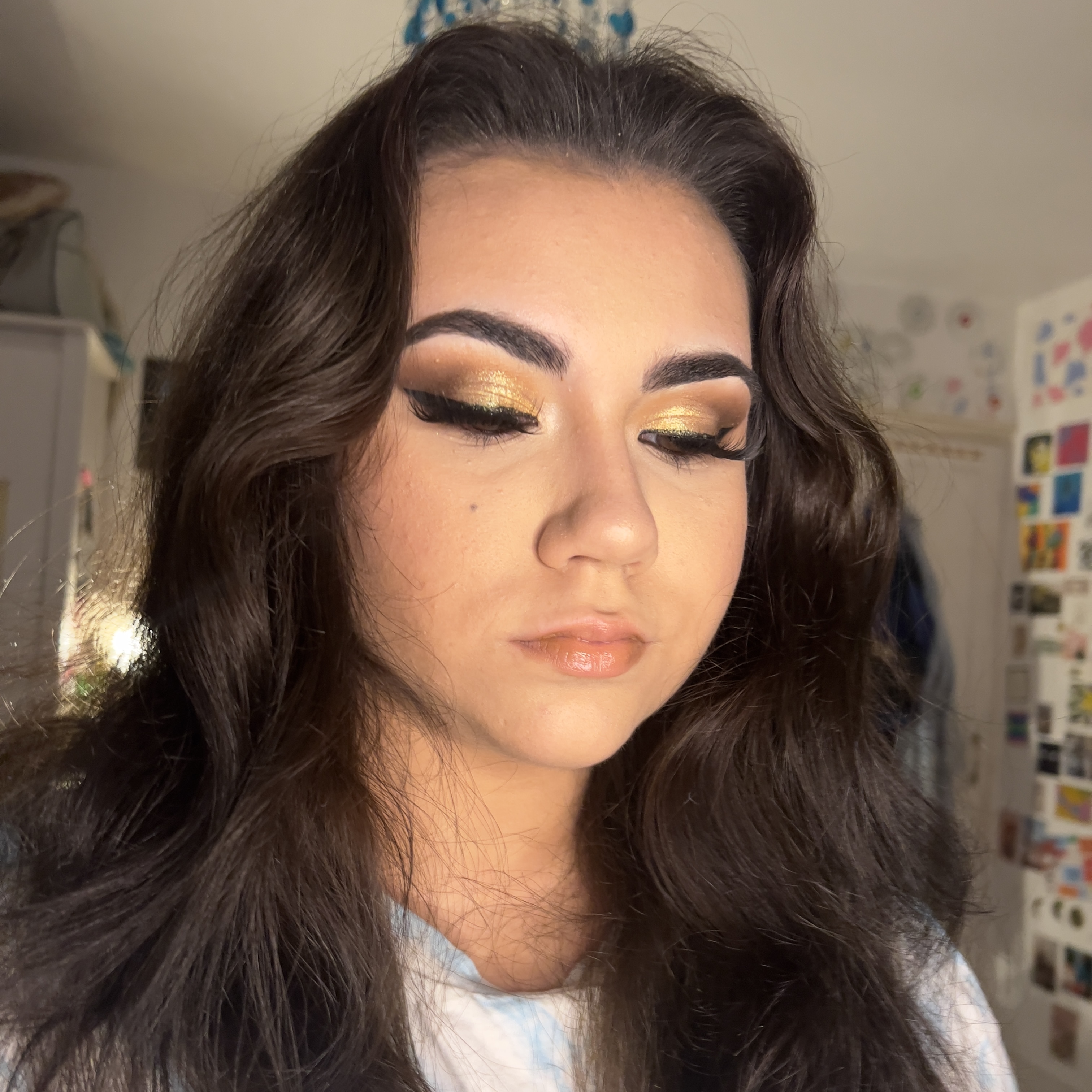 Golden glam makeup done on myself ✨