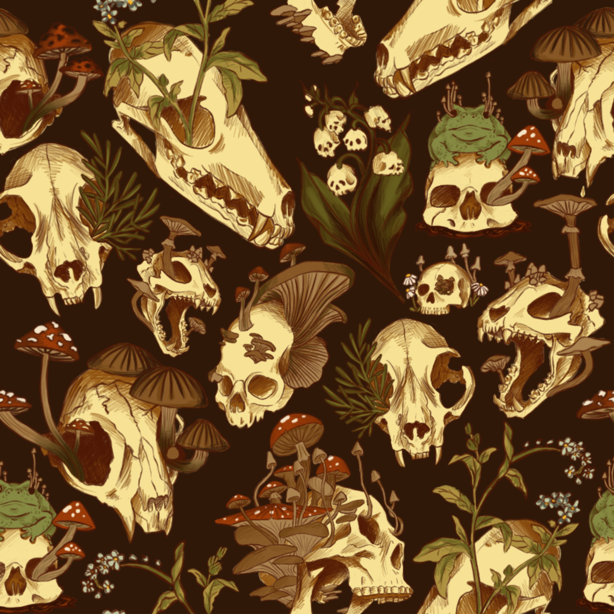 This is my first ever attempt at digital pattern repeat, I tried to blend the motifs as flawlessly as possible and make them look cohesive.