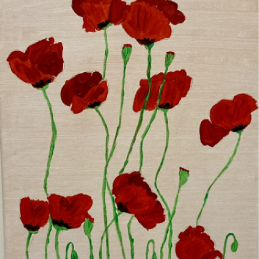 Poppies on a light gold background
